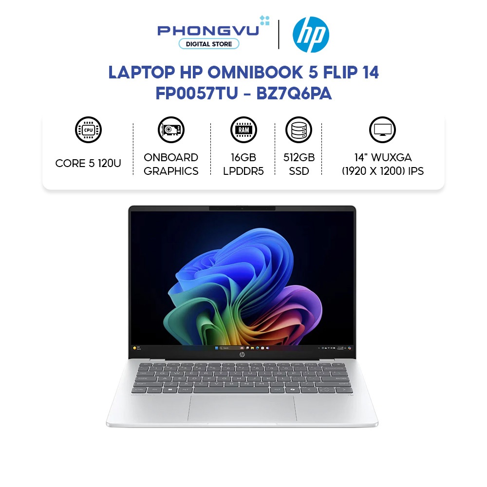 Laptop HP OmniBook 5 Flip 14-fp0057TU - BZ7Q6PA (Core 5 120U/ 16GB/ 512GB/ Windows 11 + Office) | Shopee Việt Nam