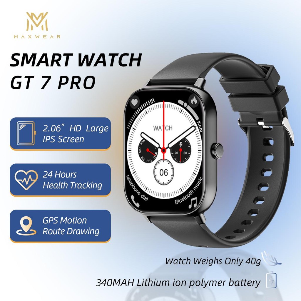 Maxwear Smart Watch GT7 pro 2.06inch Bluetooth Call NFC GPS IP54 Waterproof Voice Assistant Sports Smart Watch | Shopee Malaysia