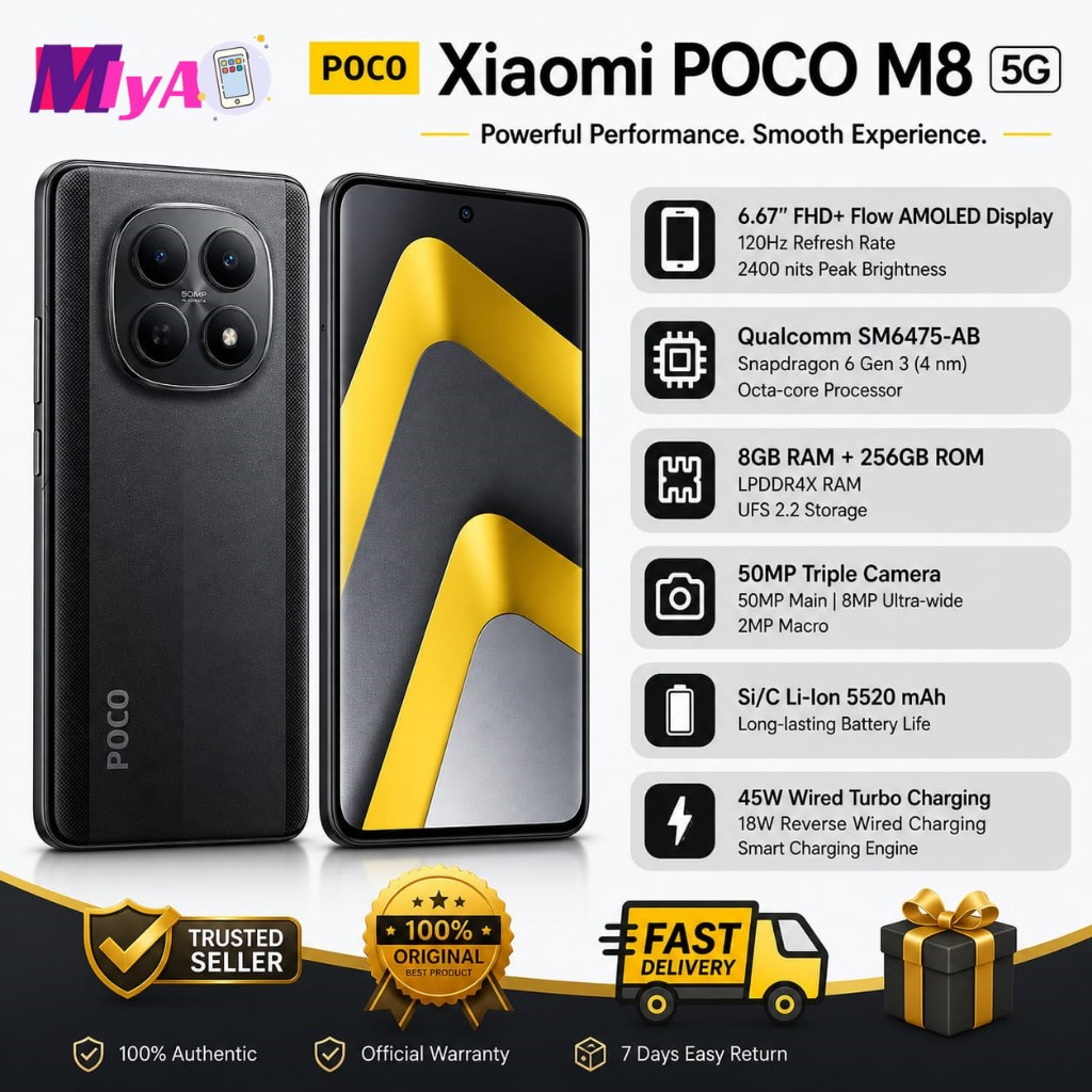 Xiaomi poco M8 5G 8+512GB l 8+256GB l 5520 mAh l 1 Year Warranty By Xioami Malaysia | Shopee Malaysia