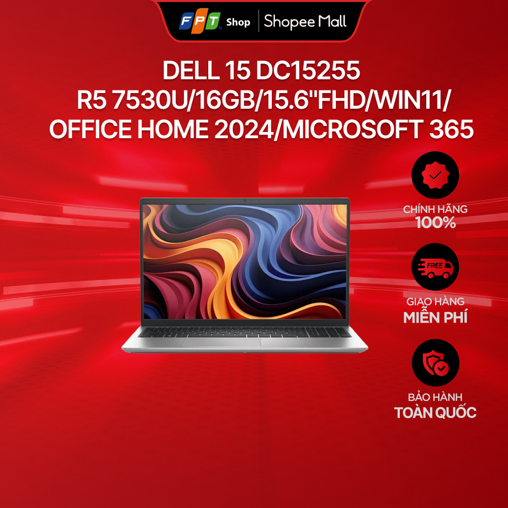 Laptop Dell 15 DC15255 R5 7530U/16GB/15.6"FHD/Win11/Office Home 2024/Microsoft 365 | Shopee Việt Nam