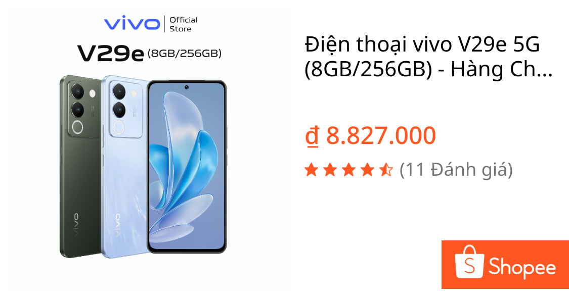 Điện thoại vivo V29e 5G (8GB/256GB) - Hàng Chính Hãng - Vòng Sáng Aura 2.0 - 1 Đổi 1 trong tháng đầu tiên | Shopee Việt Nam