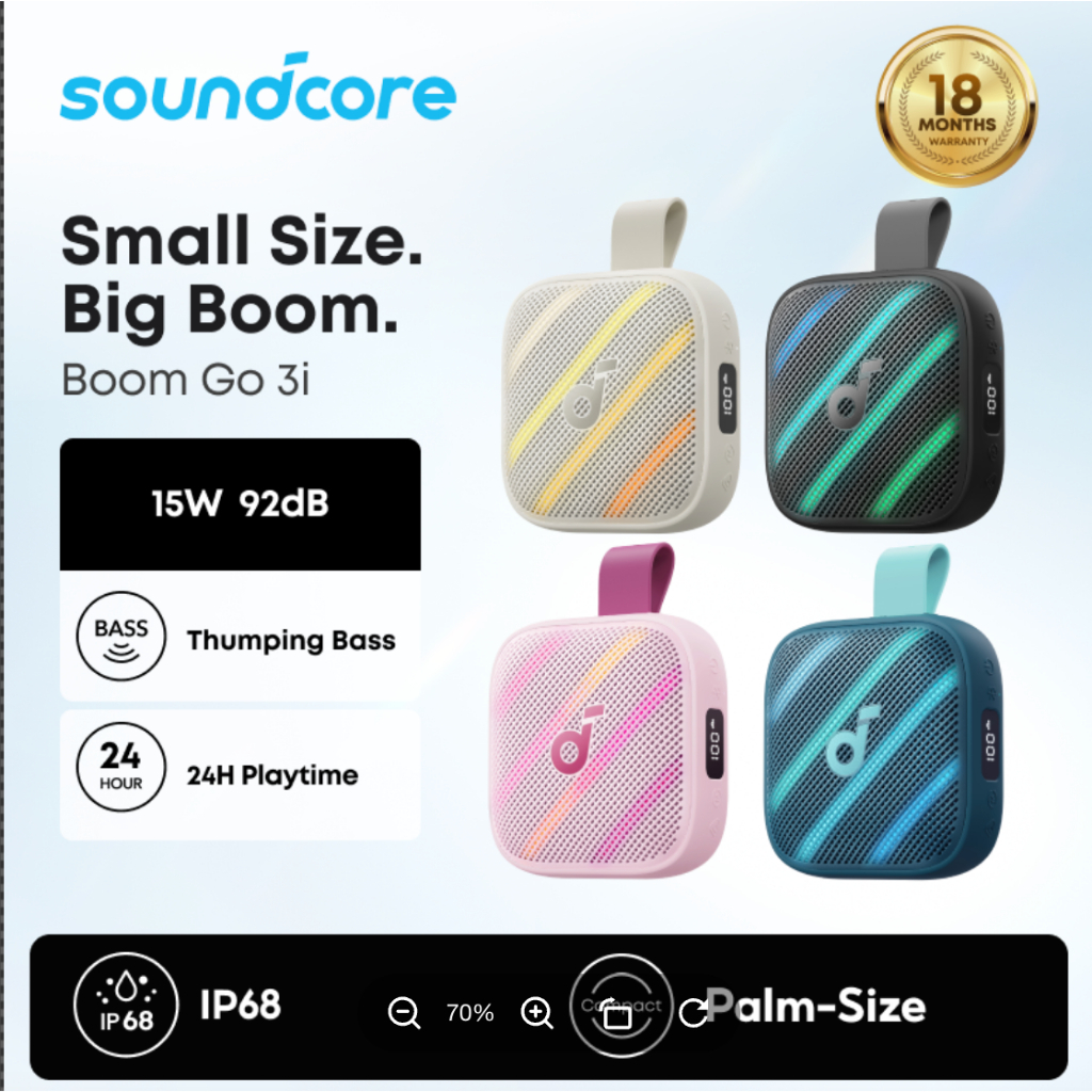 Loa bluetooth soundcore Boom Go 3i – 15W bass mạnh, pin 40H, chống nước và bụi IP68 | Shopee Việt Nam