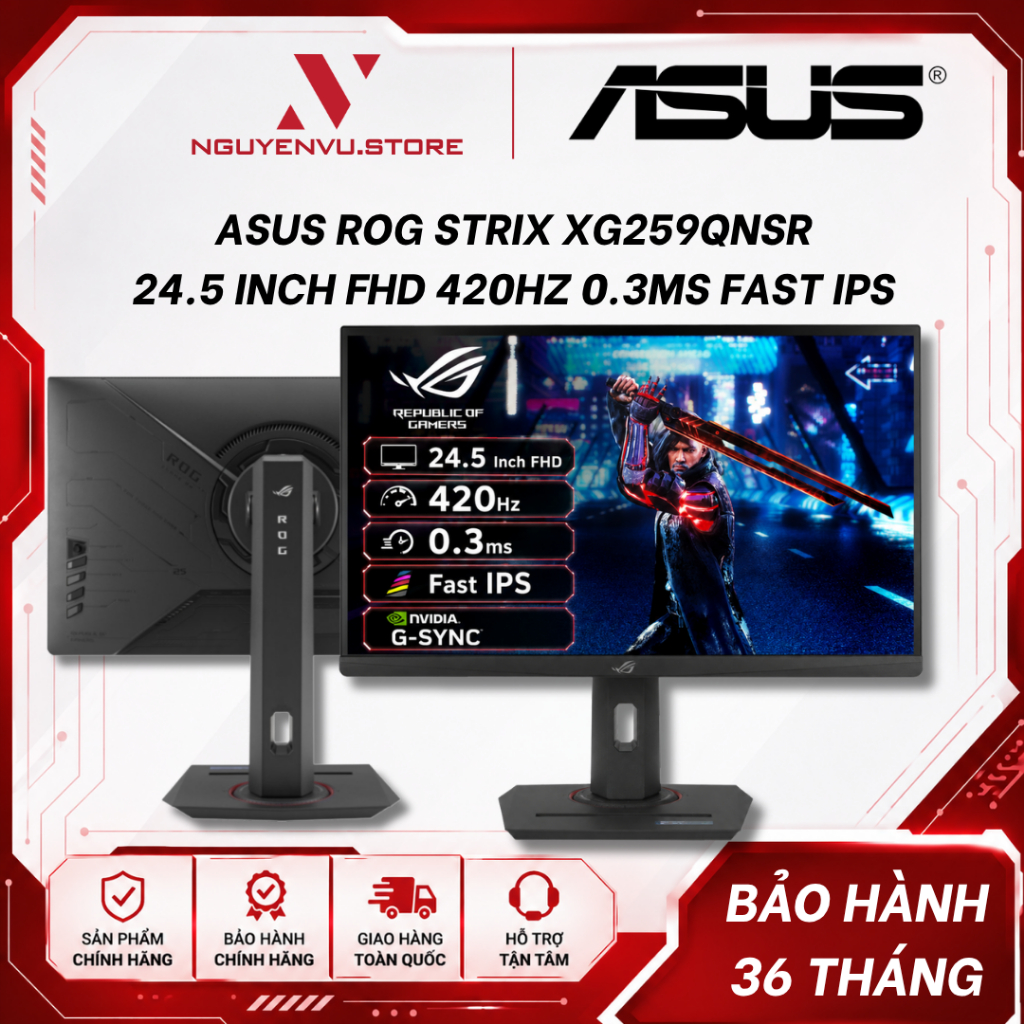 Màn Hình Gaming ASUS ROG Strix XG259QNS/XG259QNS-W 25 inch (FHD/Fast IPS/380Hz/0.3ms) - XG259QNSR 24.5 Inch 420Hz | Shopee Việt Nam