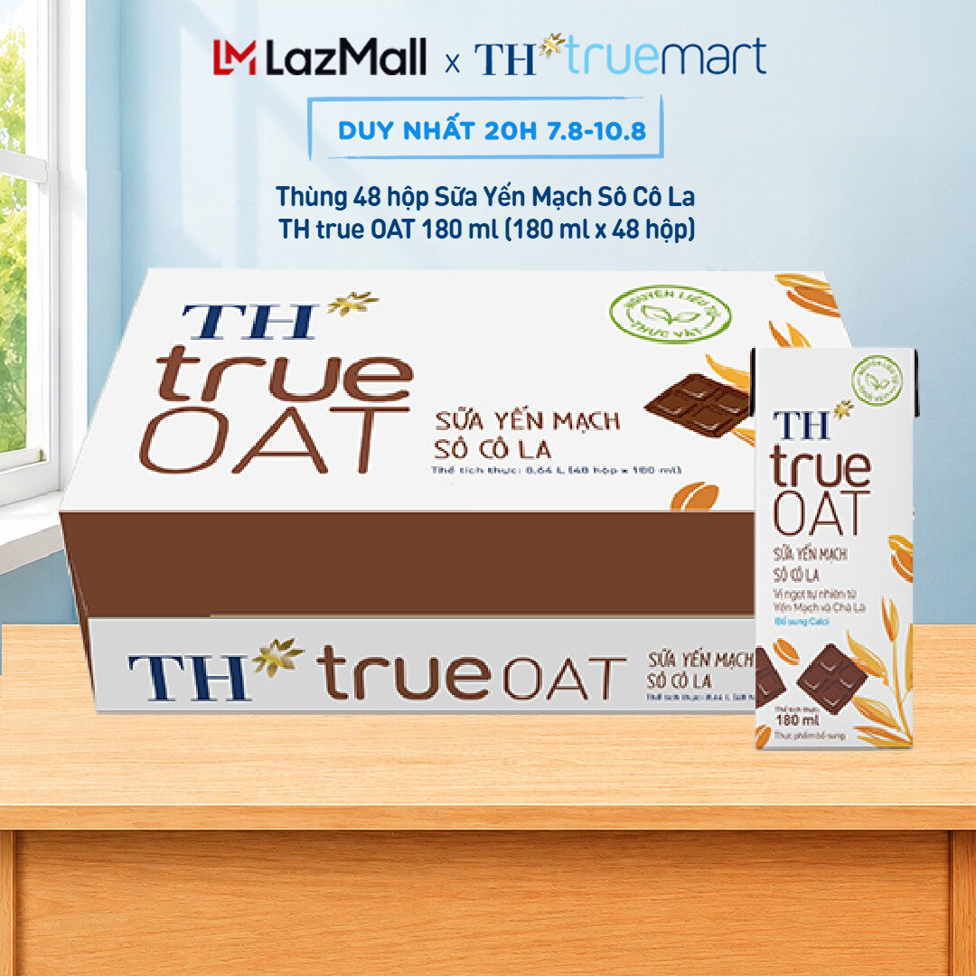 Thùng 48 hộp Sữa Yến Mạch Sô Cô La TH true OAT 180ml (180 ml x 48)