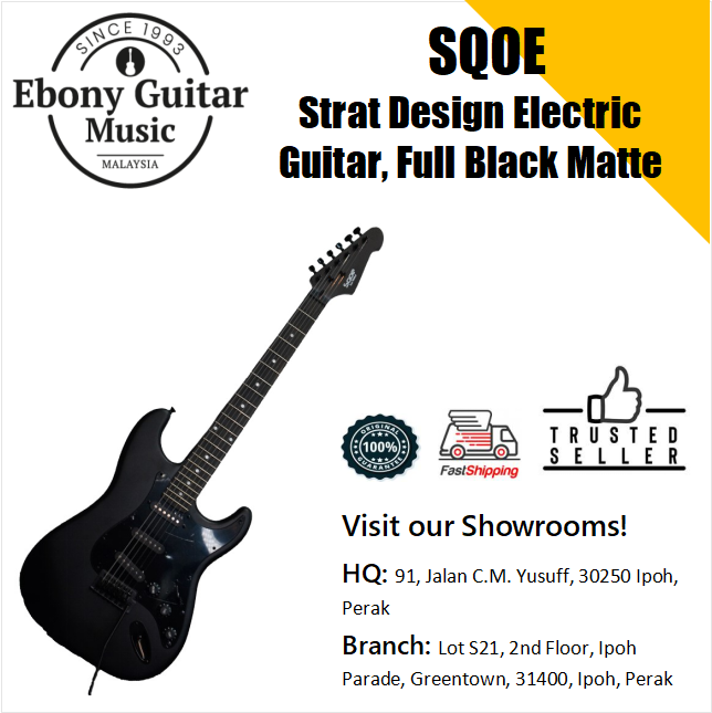 SQOE Strat Design Electric Guitar, Full Black Matte | Lazada Malaysia