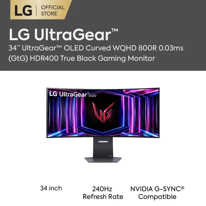LG 34" 34GS95QE UltraGear™ OLED Curved Gaming Monitor WQHD with 240Hz Refresh Rate 0.03ms Response Time | Lazada Malaysia
