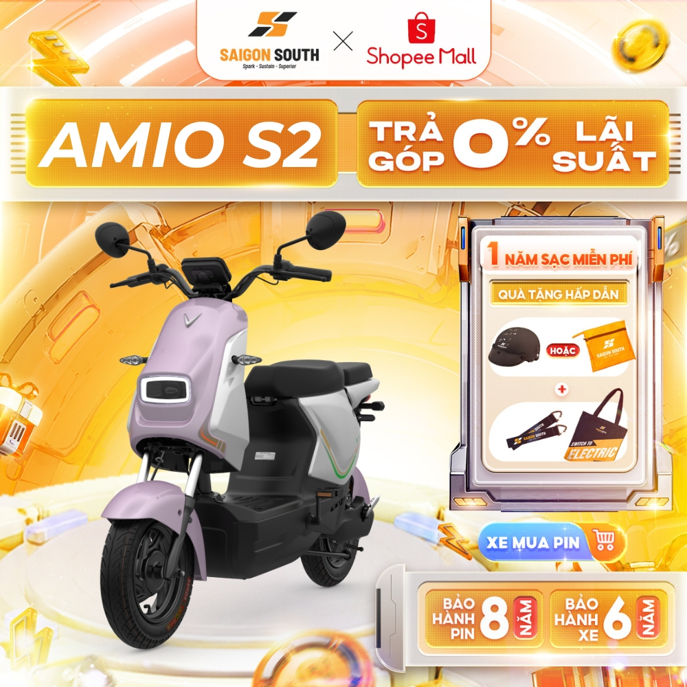 [ĐẶT TRƯỚC] Xe Máy Điện VinFast Amio S2 - Công Suất 240W - Góp 0% - Có Bàn Đạp | Shopee Việt Nam