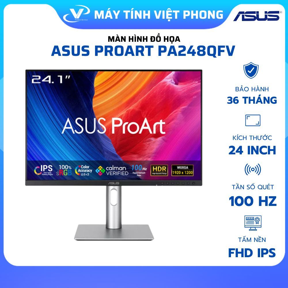MÀN HÌNH ASUS PROART PA248QFV (24INCH/WUXGA/IPS/100HZ/5MS/LOA) CHÍNH HÃNG BẢO HÀNH 3 NĂM | Shopee Việt Nam