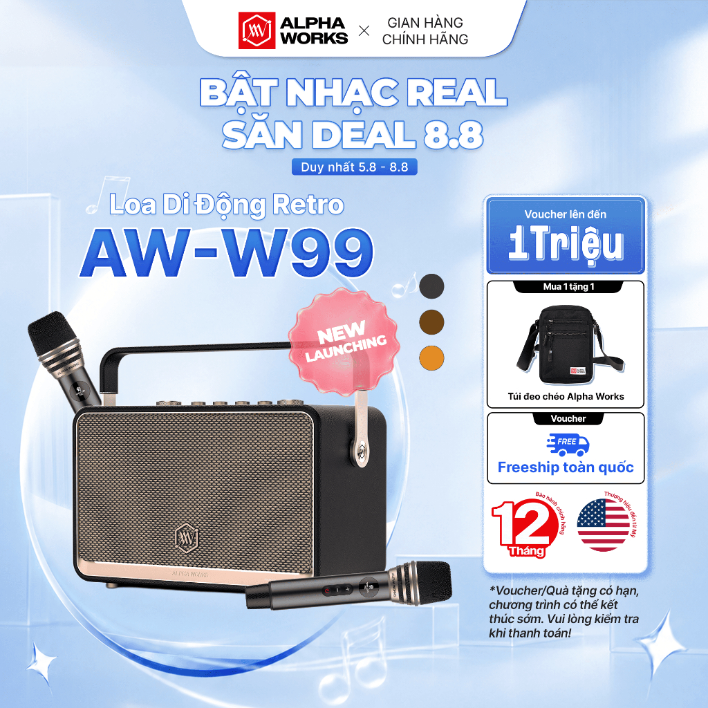 Loa Di Động Retro Alpha Works W99 | Shopee Việt Nam