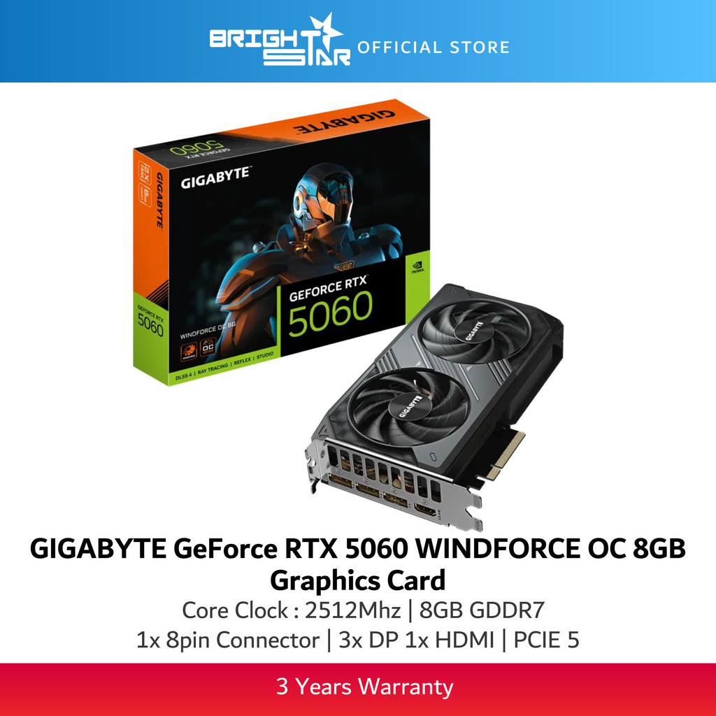 GIGABYTE GeForce RTX 5060 WINDFORCE OC 8GB GDDR7 Graphics Card | Shopee Malaysia