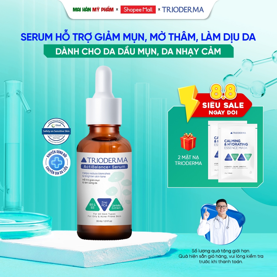 Serum Trioderma ActiBalance+ 30ml Giảm Mụn Mờ Thâm Sáng Da với Niacinamide & Zinc PCA Cho Da Dầu Mụn | Shopee Việt Nam