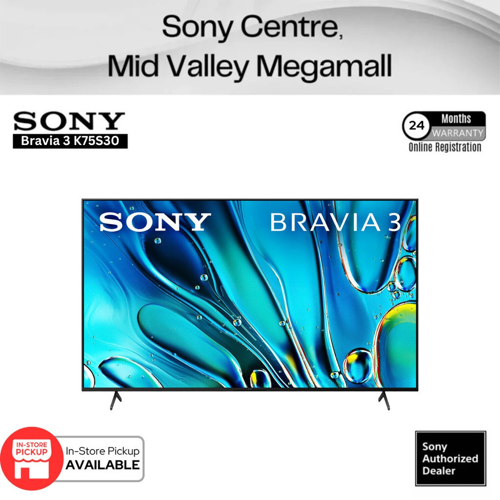Sony Google TV BRAVIA 3 | 75 inch | 75S30 | 4K HDR Processor X1 | 4K Ultra HD | High Dynamic Range (HDR) | Shopee Malaysia
