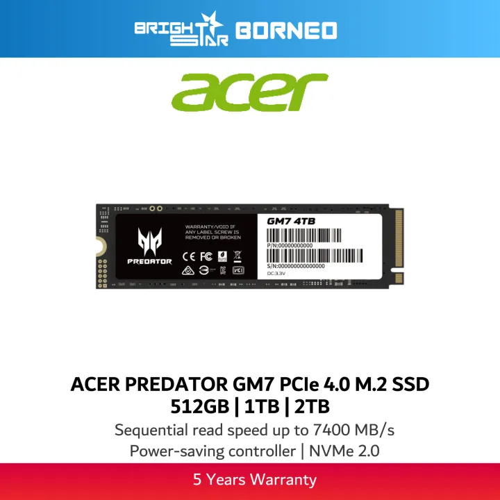 ACER PREDATOR GM7 PCIE 4.0 M.2 SSD - 512GB | 1TB | 2TB | Lazada Malaysia