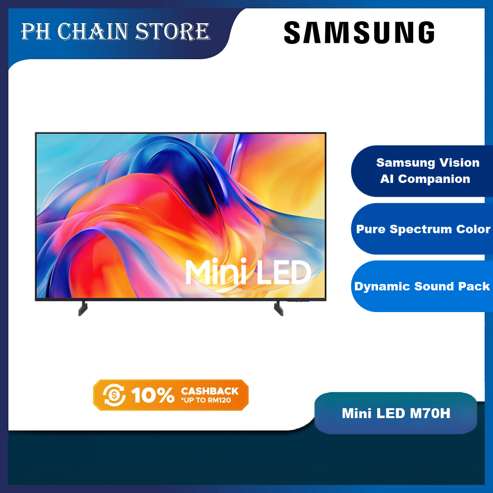 SAMSUNG 43" - 85" MINI LED M70H 4K SAMSUNG VISION AI SMART TV (2026) | UA43M70HAKXXM - UA85M70HAKXXM | Shopee Malaysia