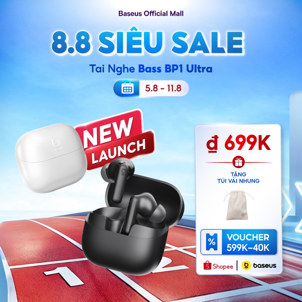 [Mở bán 15/7] Baseus Tai Nghe Bass BP1 Ultra Bluetooth 6.0 ANC Khử tiếng ồnTWS 55dB Cuộc gọi AI thích ứng | Shopee Việt Nam