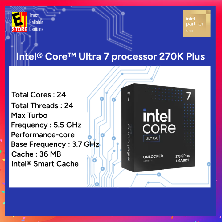 Intel Core Ultra 7 processor 270K Plus (36mb Cache Up to 5.5 GHz) Desktop Processor