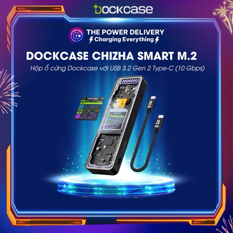 Hộp ổ cứng Dockcase ChiZha Explorer Edition Smart M.2 NVMe SSD Enclosure Pro, USB 3.2 Gen 2 Type-C (10 Gbps) | Shopee Việt Nam