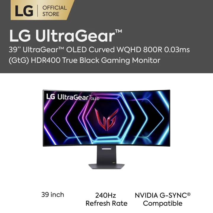 LG 39" 39GS95QE UltraGear™ OLED Curved Gaming Monitor WQHD with 240Hz Refresh Rate 0.03ms Response Time | Lazada Malaysia