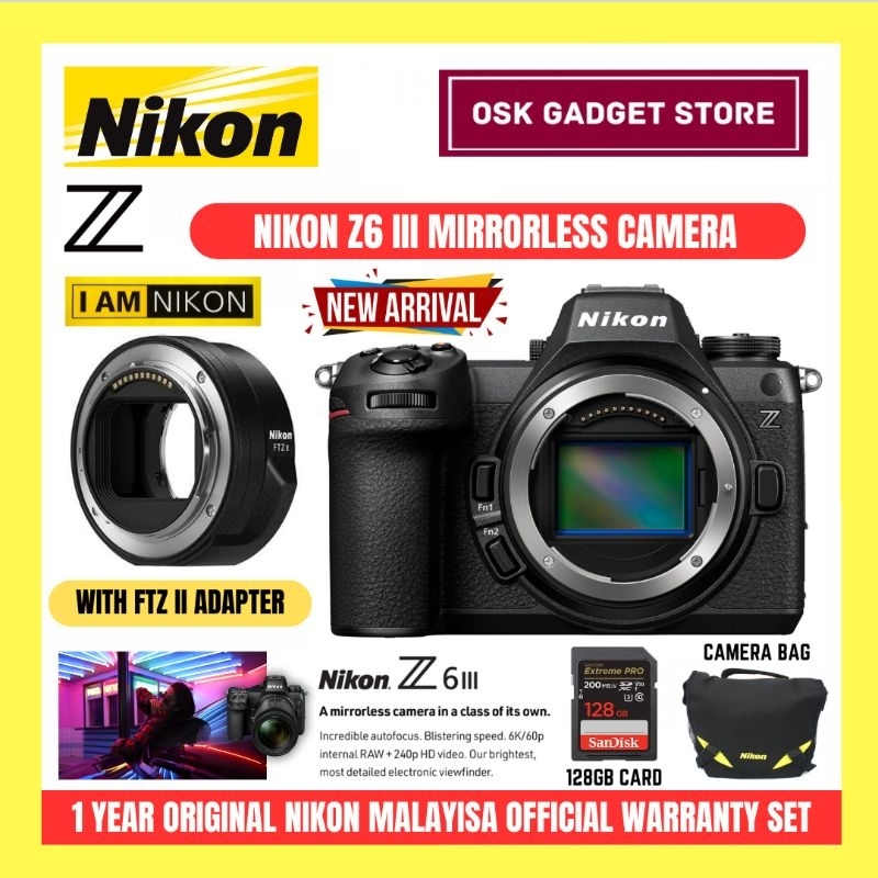 Nikon Z6III Z6 III Full Frame Mirrorless Camera | 24.5MP Stacked Sensor | 6K 60P | 1 Year Nikon Malaysia Warranty | Shopee Malaysia