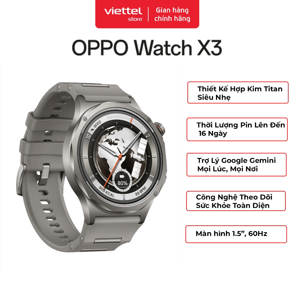 Đồng Hồ Thông Minh OPPO Watch X3 | Màn Hình 1.5"| Thiết Kế Hợp Kim Titan Siêu Nhẹ| Hệ Thống Chip Kép | Shopee Việt Nam