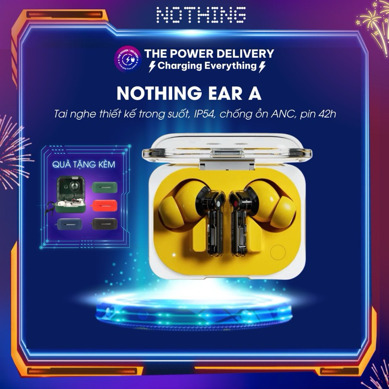 Tai nghe Bluetooth Nothing Ear A 2024, thiết kế trong suốt, IP54, chống ồn ANC,11mm, pin 46h, Hires, kết nối qua App | Shopee Việt Nam