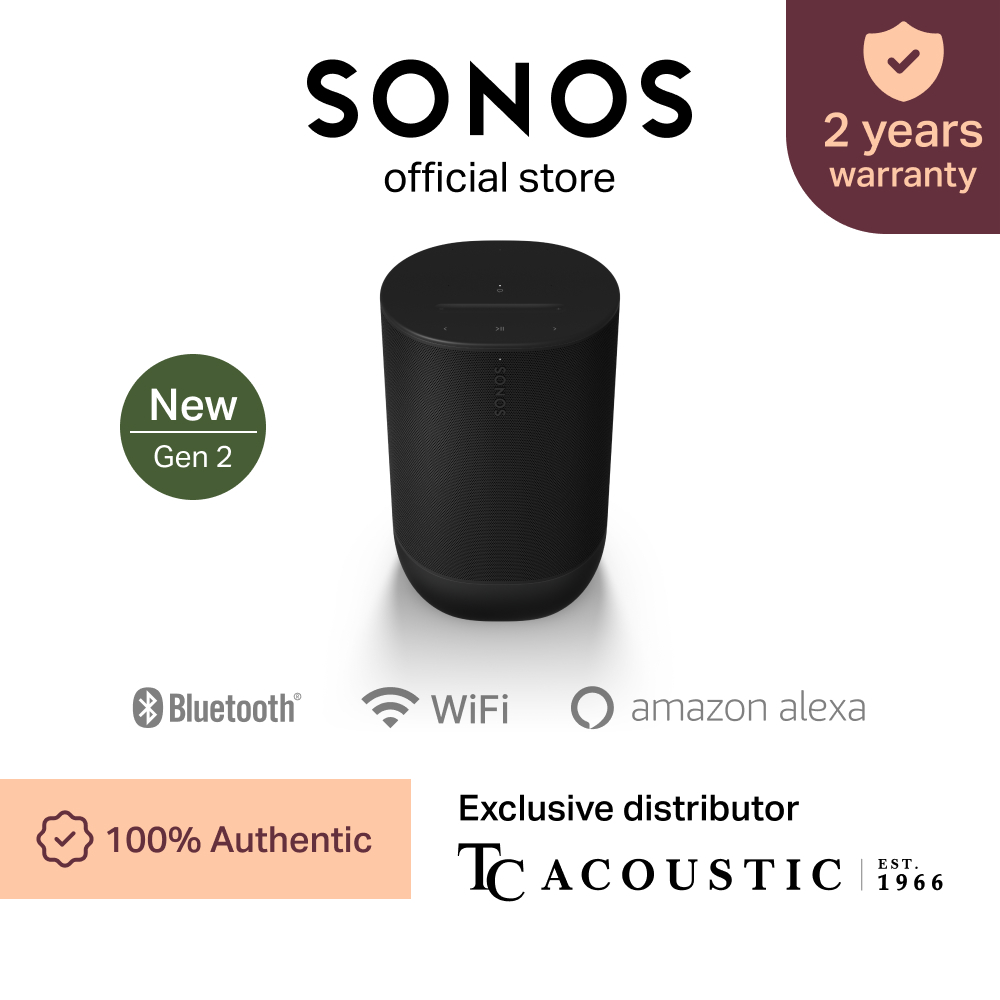 Sonos Move Gen 2 - Stereo Portable Smart Wireless Speaker [Bluetooth, WiFi & Voice Enabled] | Shopee Malaysia