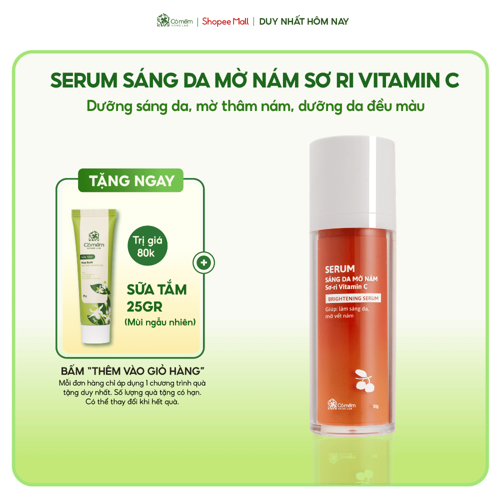 Serum Vitamin C sáng da mờ nám đều màu da từ chiết xuất Sơ-ri Cỏ Mềm 30g | Shopee Việt Nam