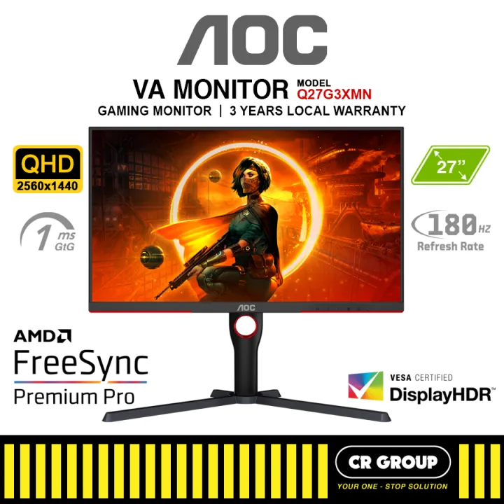 AOC Q27G3XMN - Monitor Permainan IPS QHD 27" - Kadar Segar Semula 180Hz - Masa Tindak Balas 1ms (Waranti AOC 3 Tahun) | Lazada Malaysia
