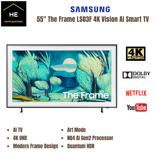 SAMSUNG 55" (FRAME) 65" 75" 85" The Frame Pro 4K LS03F Vision AI Smart TV QA65LS03FWKXXM | Lazada Malaysia