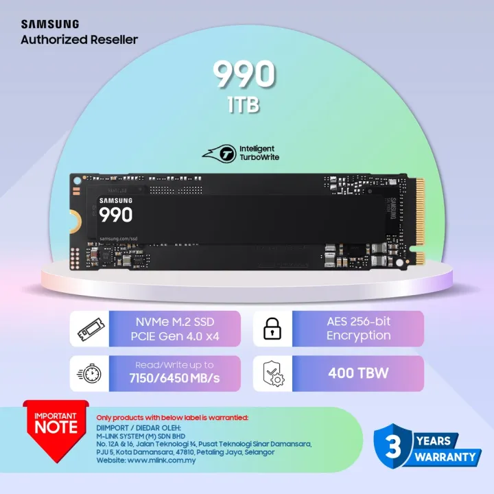 SAMSUNG 990 PCIE 4.0 NVMe M.2 SSD (1TB/2TB)