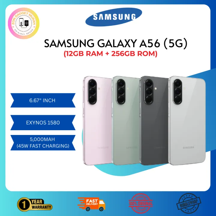 SAMSUNG Galaxy A56 5G | 12GB RAM + 256GB ROM I 6.7” FHD+Super AMOLED display I 50MP Triple Camera I 45W Fast Charge