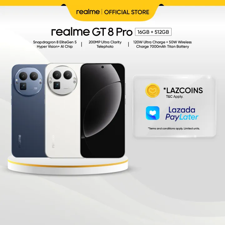 realme GT 8 Pro (16+512GB) | Snapdragon 8 EliteGen 5 Hyper Vision+ AI Chip | 200MP Ultra Clarity Telephoto | 120W Ultra Charge + 50W Wireless Charge 7000mAh Titan Battery | Lazada Malaysia