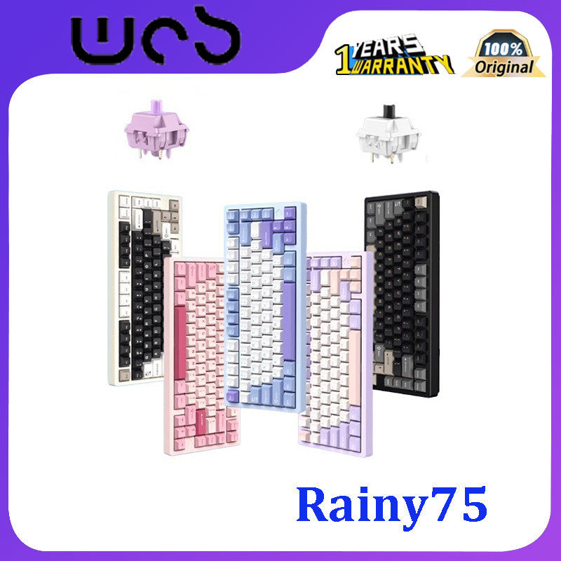 Wob Rainy75 Keyboard Tri Mode Customized Mechanical Keyboard Wireless Bluetooth Cnc Aluminum Rgb Gasket Pc Accessories | Shopee Malaysia