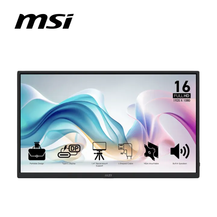 MSI Pro MP165 E6 15.6" FHD IPS 60Hz Portable Monitor ( Speaker, HDMI, Type-C, 3Yrs Warranty ) | Lazada Malaysia
