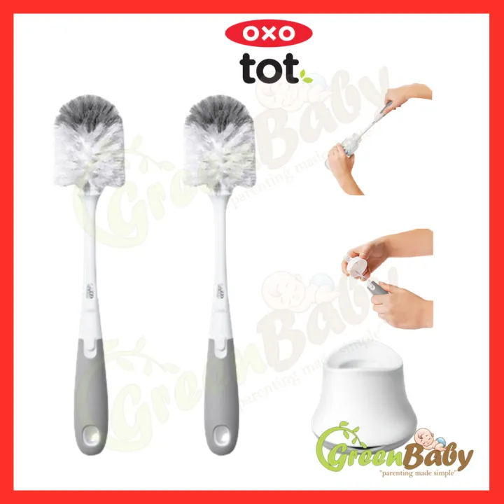 Oxo Tot Bottle Brush with Nipple Cleaner and Stand Bundle Set Grey | Lazada Malaysia