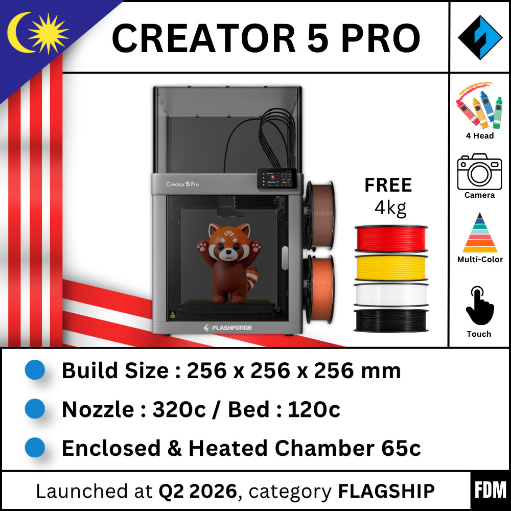[ FLASHFORGE ] Creator 5 Pro FDM 3D Printer | Shopee Malaysia
