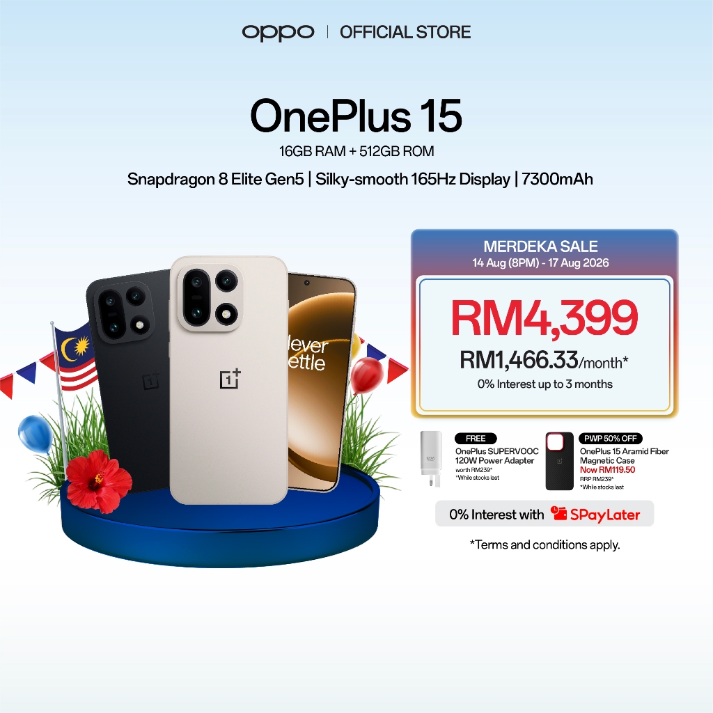 OnePlus 15 Smartphone | 16GB + 512GB | Snapdragon® 8 Elite Gen 5 | 165Hz | 7300mAh | 4K 120fps Dolby Vision