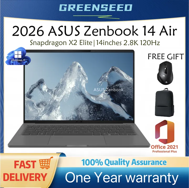 【ASUS Official Warranty】2026 ASUS Zenbook A14 Laptop/ASUS Zenbook 14 Air Laptop UX3407N/Snapdragon® X2 Elite14inch 2.8K 120Hz OLED Screen Notebook ASUS Laptop