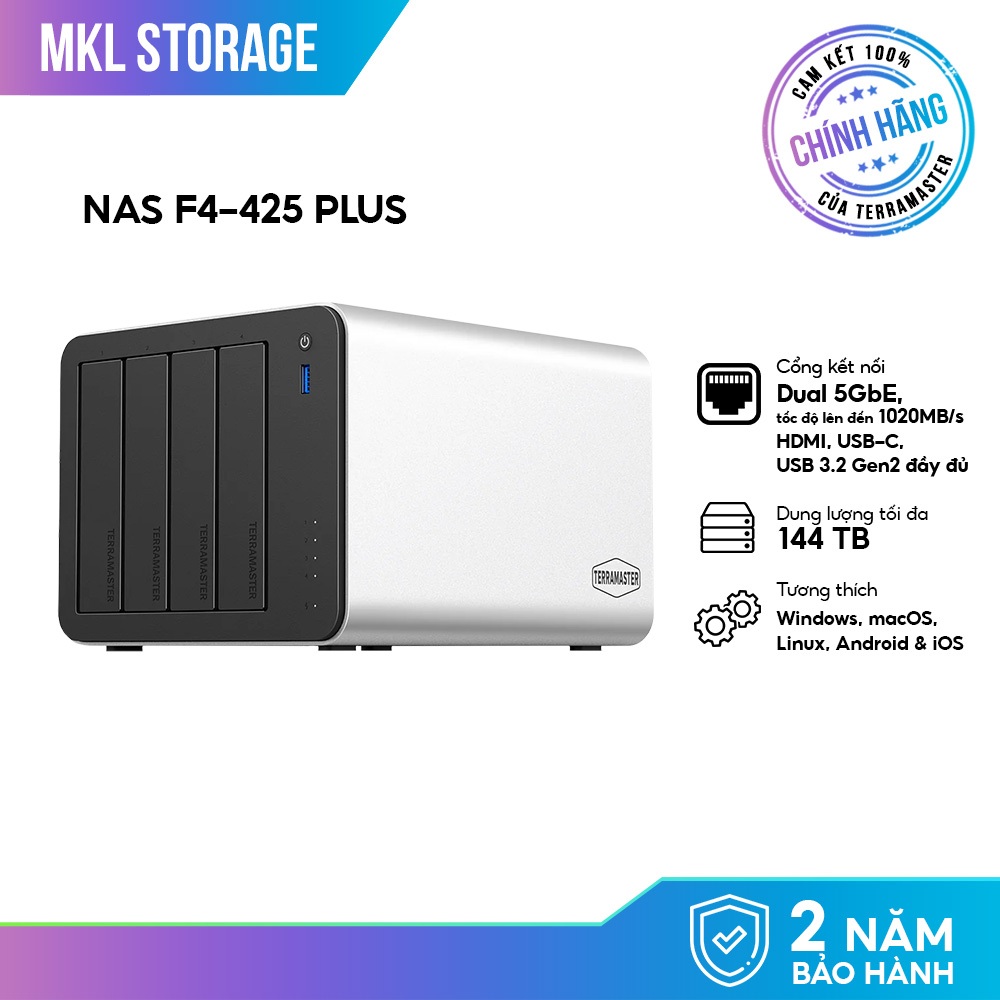 Thiết bị lưu trữ NAS TerraMaster F4-425 Plus -4 bay, 8GB DDR4, 5GbE X2, M.2 x 3,USB 3.2 X3 | Shopee Việt Nam