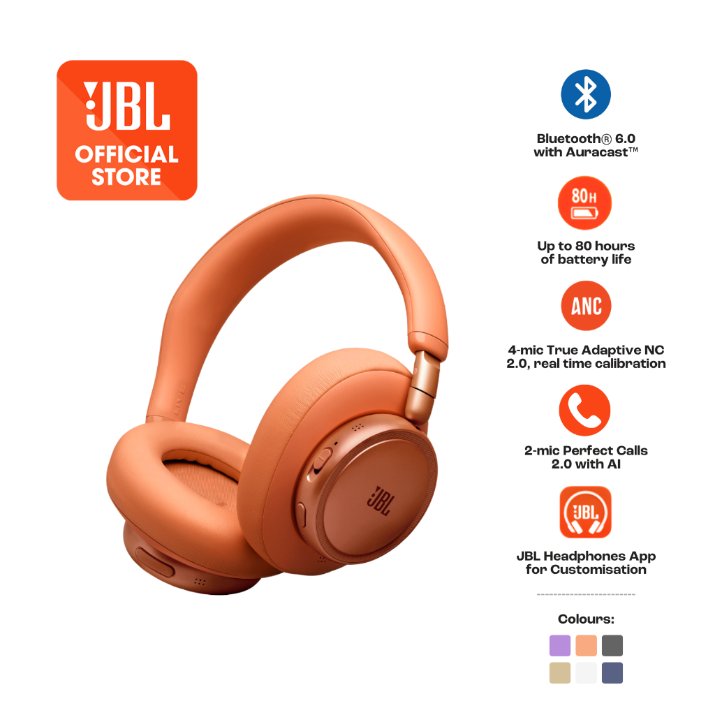 JBL Live 780NC Wireless Over-Ear Headphones | True Adaptive Noise Cancelling | 2-Mic | Up to 80 Hours* Of Battery Life | Shopee Malaysia