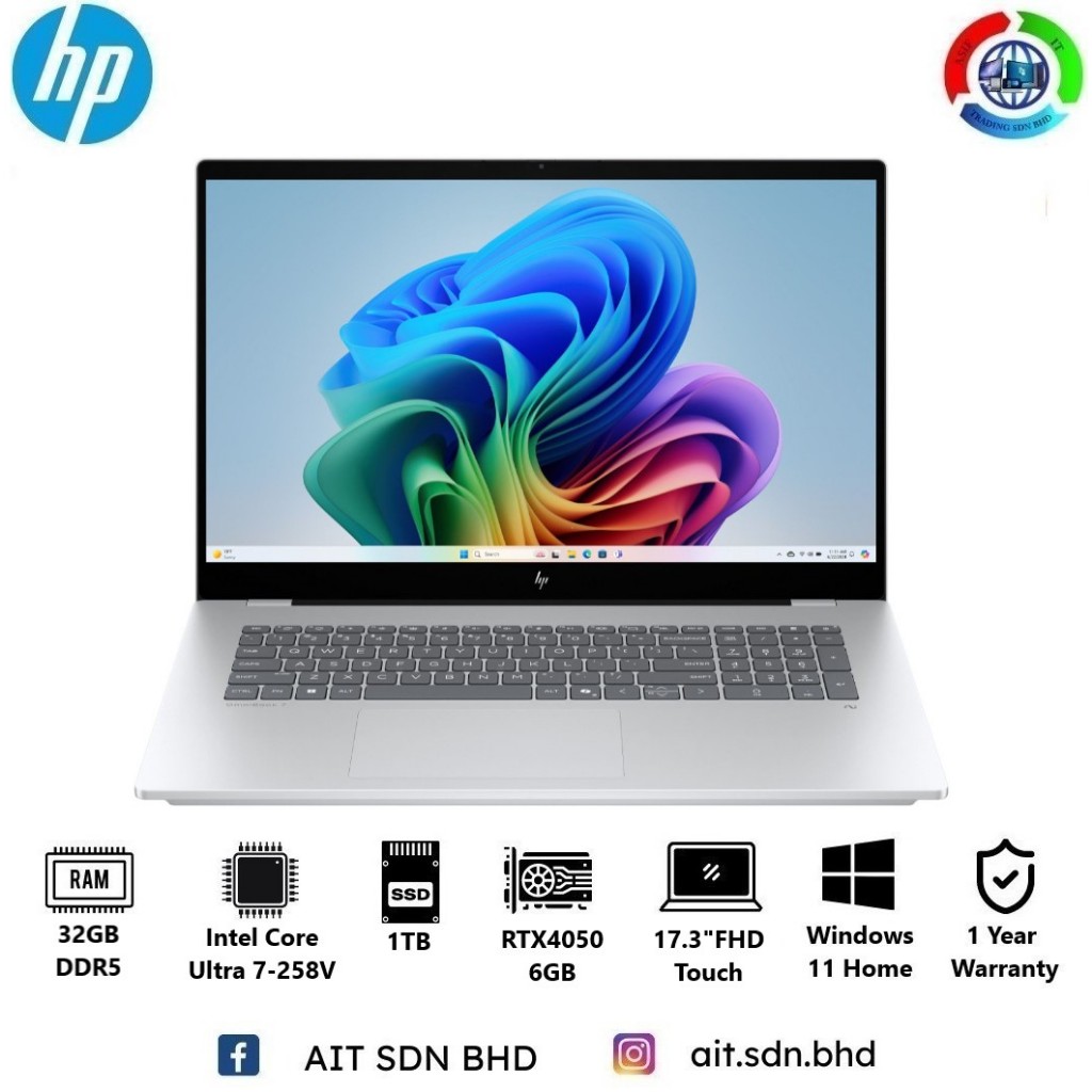 HP OmniBook 7 17-dc0073cl 17.3"FHD Touch Laptop Intel Core Ultra 7-258V 32GB 1TB SSD RTX4050 6GB W11 | Shopee Malaysia