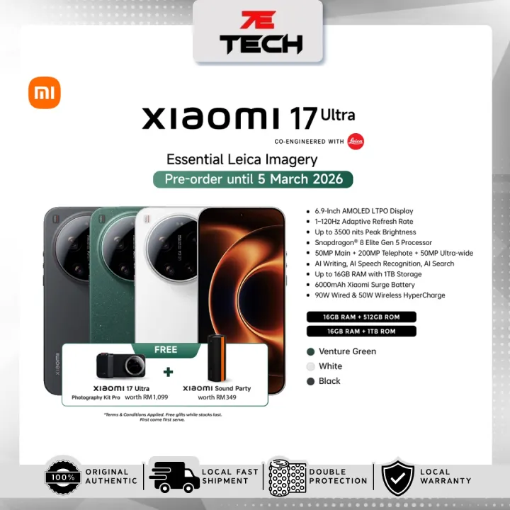Xiaomi 17 Ultra 5G (16+512GB/1TB) Essential Leica Imagery l Snapdragon 8 Elite Gen 5 I 6000mAh +90W HyperCharge