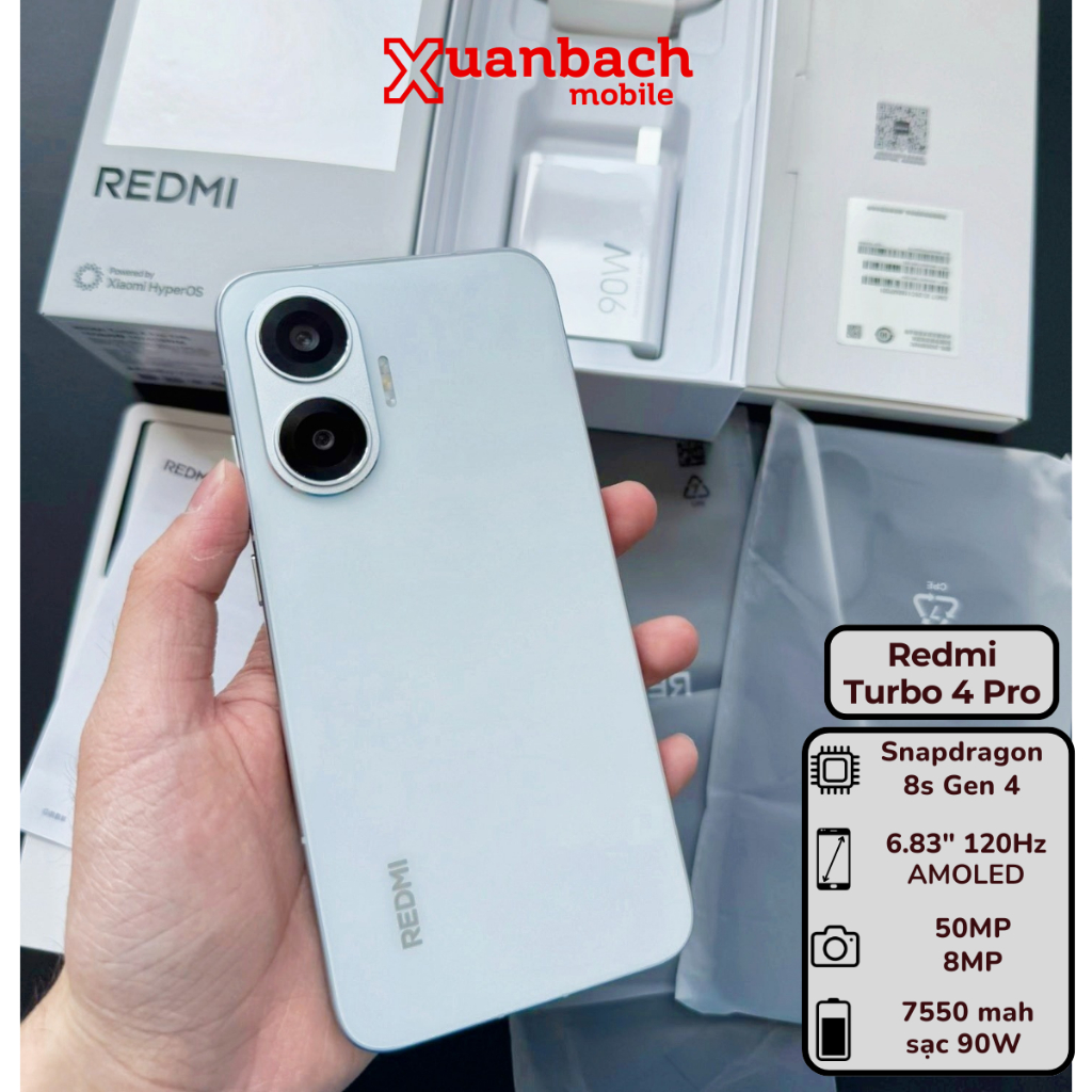 Điện thoại Xiaomi REDMI Turbo 4 Pro 5G fullbox (Brand New) Snapdragon 8s Gen 4 - Pin 7550mAh | Shopee Việt Nam