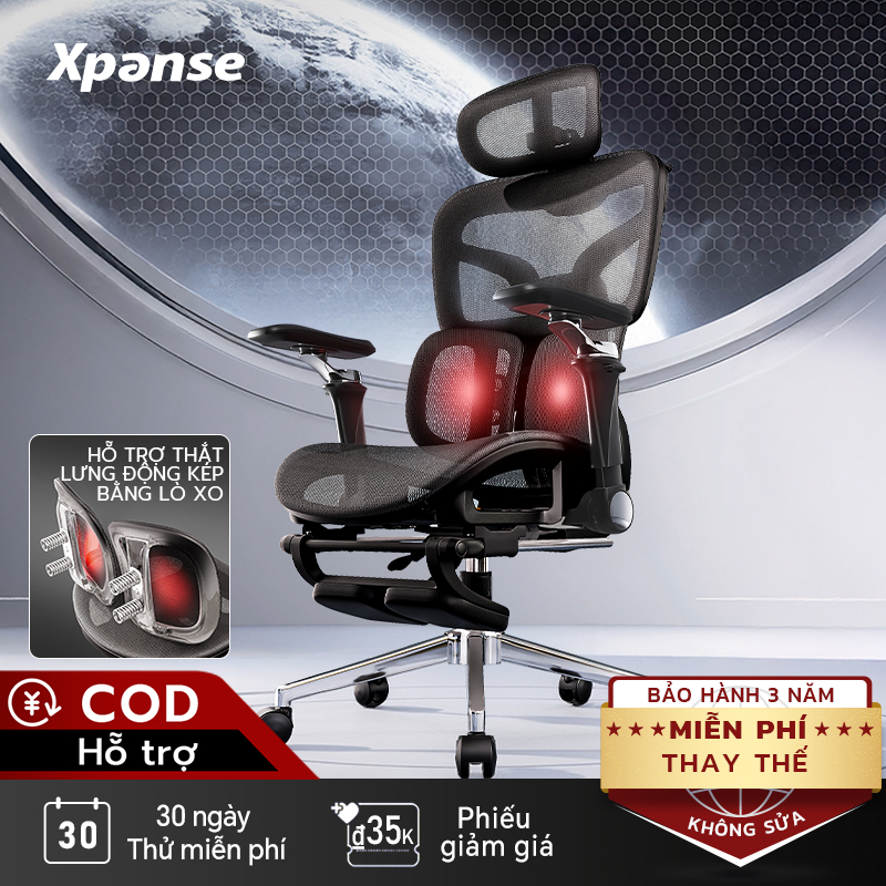 ghế công thái học Xpanse T9 ghế gaming đệm lưng kép 4 lò xo, lưới du pont ghế xoay văn phòng ghế làm việc | Shopee Việt Nam