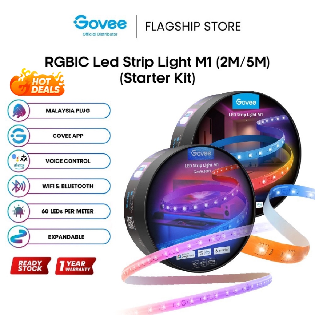 Govee M1 5M/2M RGBICW LED Strip Light 2 Pro Matter Compatible Apple HomeKit Extendable LED Strip Light Lampu Hiasan Lam | Shopee Malaysia