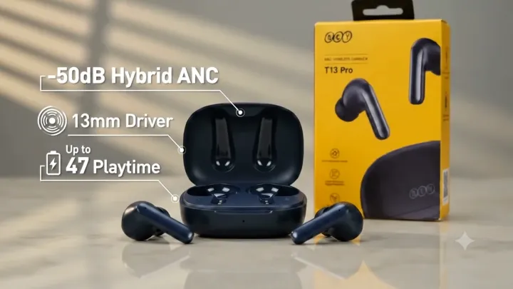 QCY T13 Pro TWS Earbuds Bluetooth 6.0 Hybrid ANC Clear Calls & Deep Bass | Lazada Malaysia