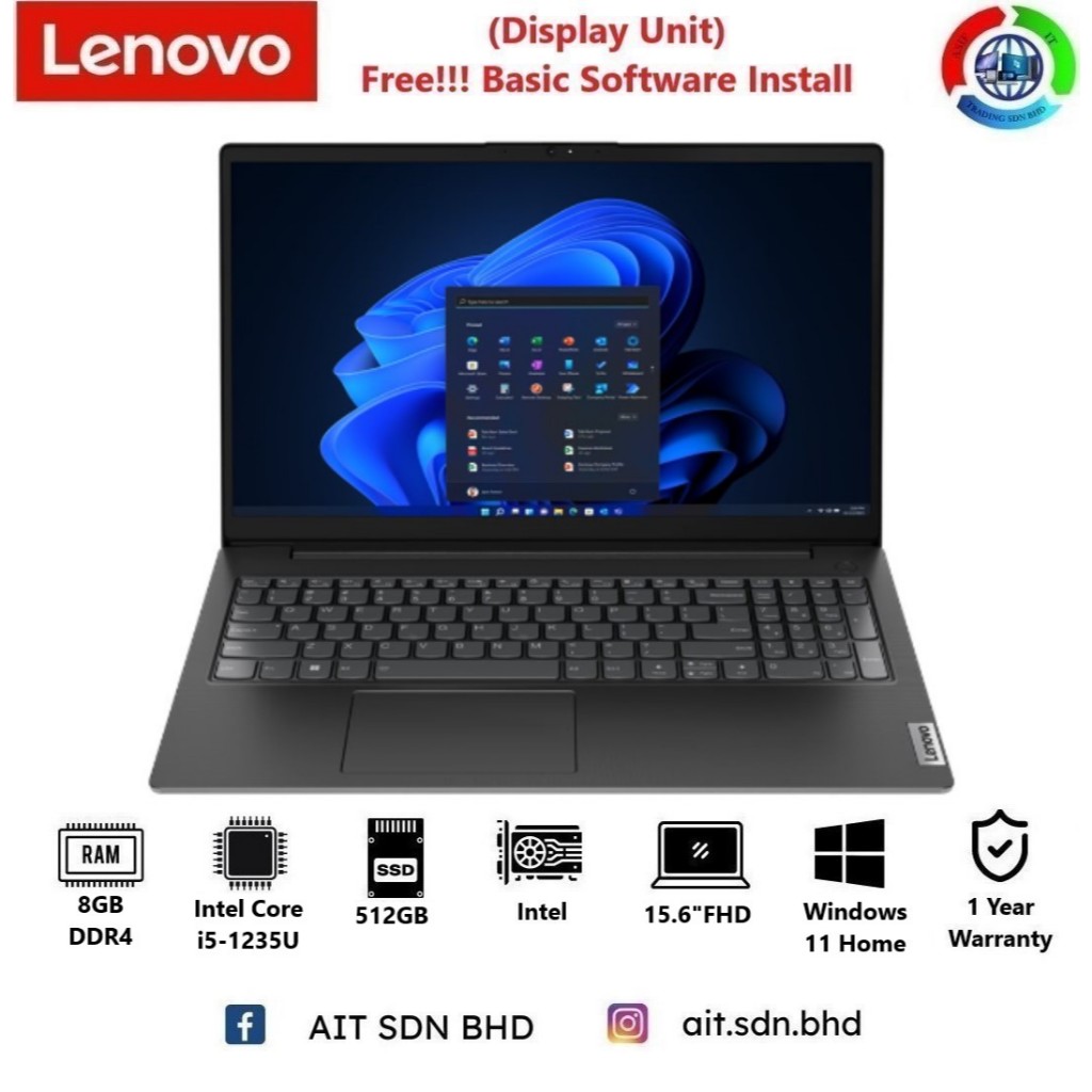 Lenovo V15 G3 IAP-82TT000SUE 15.6"FHD Laptop Intel Core i5 1235U 8GB SSD 512GB Intel W11 (Display Unit) | Shopee Malaysia