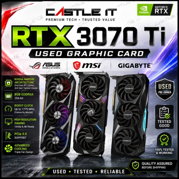 Asus MSI Gigabyte ROG Strix RTX 3070 RTX 3070 Ti NVIDIA GeForce 8GB Used Graphics Card GPU Galax