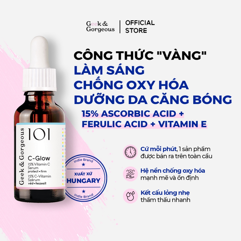 Tinh Chất Làm Sáng, Chống Oxy Hóa, Căng Bóng Da Geek&Gorgeous C-Glow 15% Vitamin C 30ml | Shopee Việt Nam