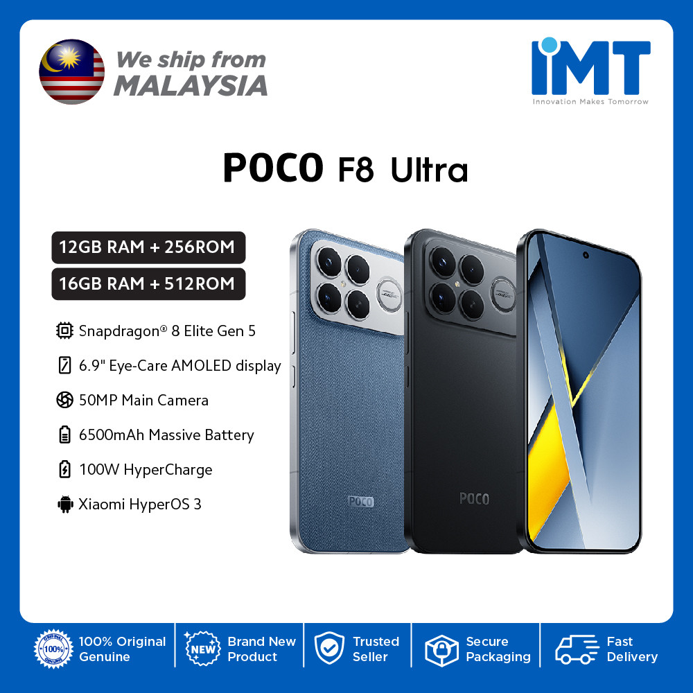 Poco F8 Ultra Smartphone | Qualcomm Snapdragon 8 Elite Gen 5 | 6.9" AMOLED Display | 50MP Triple Camera
